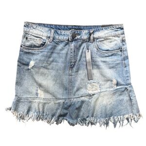 STS Blue Frayed Hem Denim Mini Skirt waist 28